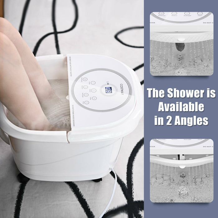 Foot Spa Bath Massager with 3-Angle Shower and Motorized Rollers-White