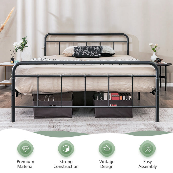 Heavy Duty Metal Platform Bed Frame with Headboard-Full Size