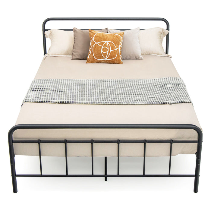 Heavy Duty Metal Platform Bed Frame with Headboard-Queen Size