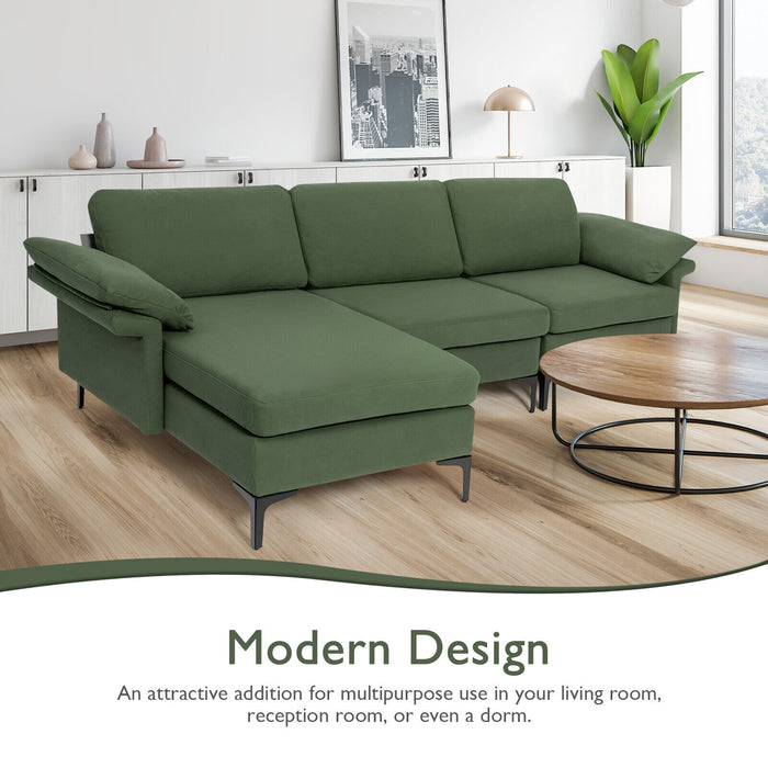 Extra Large Modular L-shaped Sectional Sofa with Reversible Chaise for 4-5 People-Army Green