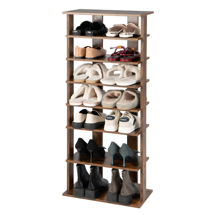 7 Tiers Vertical Shoe Rack for Front Door-Rustic Brown