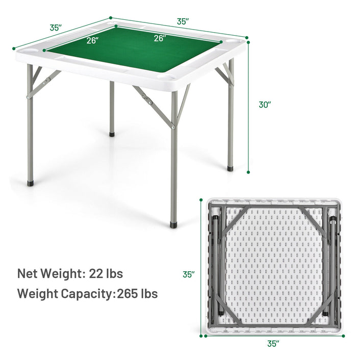 4-Player Mahjong Game Table with Iron Frame