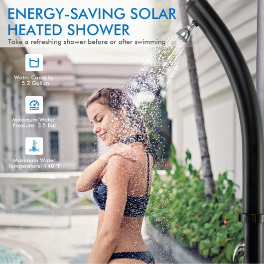 7.2 Feet Solar-Heated Shower with 360Â° Rotating Shower Head