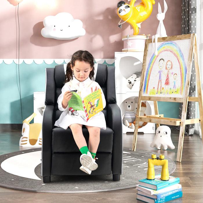 Kids Recliner Chair with Side Pockets and Footrest-White