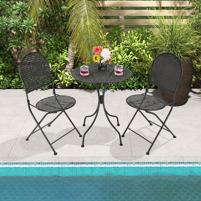 3 Pieces Patio Bistro Set Outdoor Conversation Furniture Table and Folding Chair