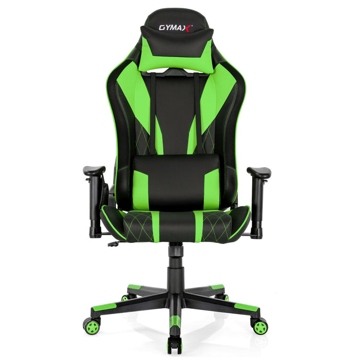 Gaming Chair Adjustable Swivel Computer Chair with Dynamic LED Lights-Green