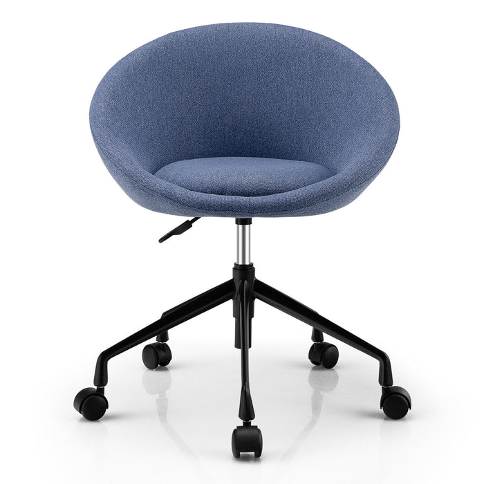 Adjustable Swivel Accent Chair Vanity Chair with Round Back-Blue