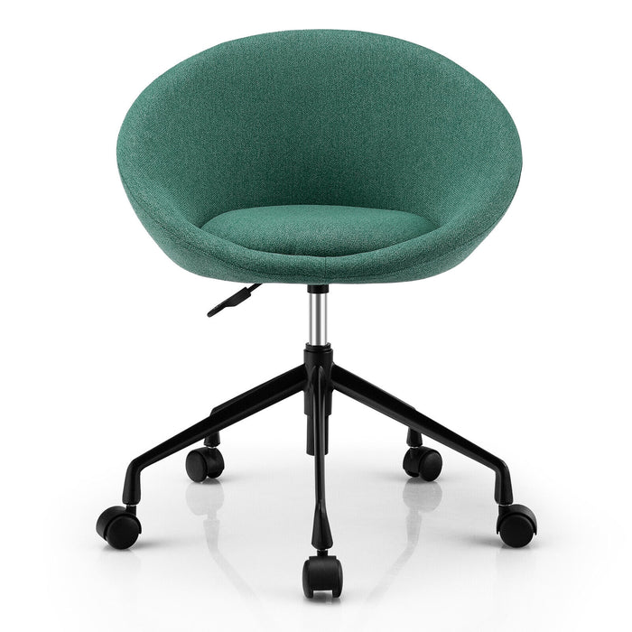 Adjustable Swivel Accent Chair Vanity Chair with Round Back-Green