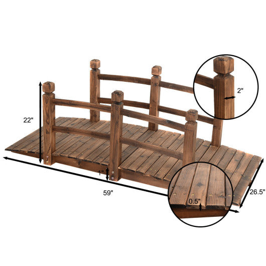 5 ft Wooden Garden Bridge Arc Stained Finish Footbridge Decorative