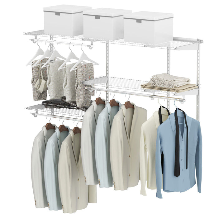 Custom Closet Organizer Kit 3 to 5 Feet Wall-Mounted Closet System with Hang Rod-White