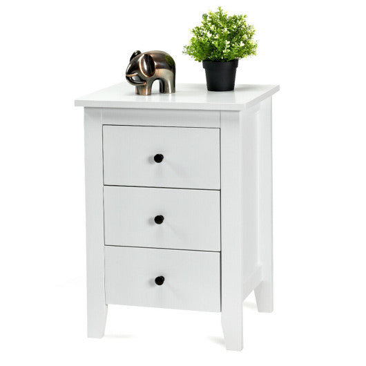 2 Pieces Nightstand End Beside Table Drawers-White