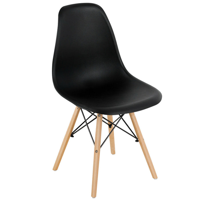 4 Pieces Modern Armless Dining Chair Set with Wood Legs-Black