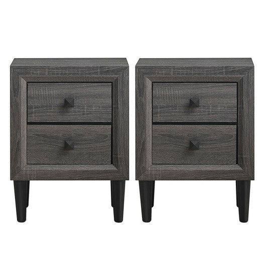 2PCS Nightstand W/2 Drawer Multipurpose