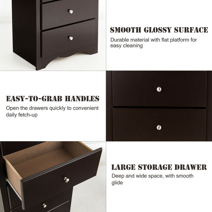 6 Drawers Chest Dresser Clothes Storage Bedroom Furniture Cabinet-Brown