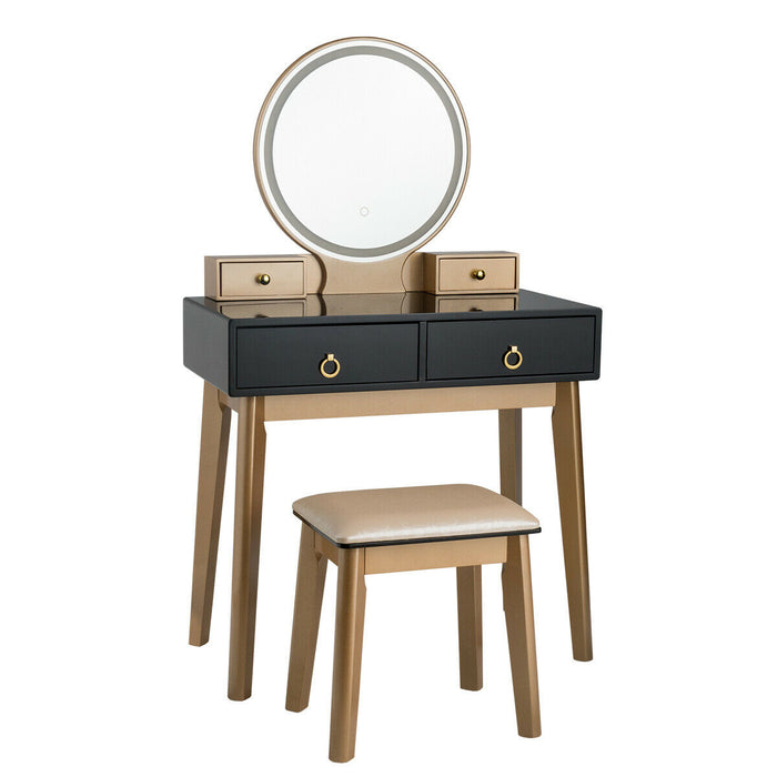 Makeup Vanity Table Set 3 Color Lighting Dressing Table-Black