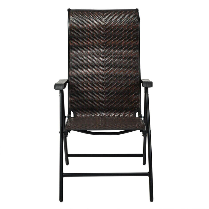 Patio Rattan Folding Chair with Armrest