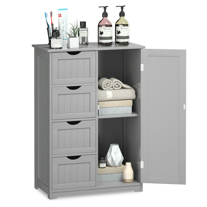 Standing Indoor Wooden Cabinet with 4 Drawers-Gray