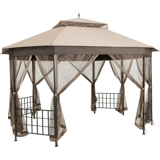 10â€™x 12â€™ Octagonal Patio Gazebo-Brown