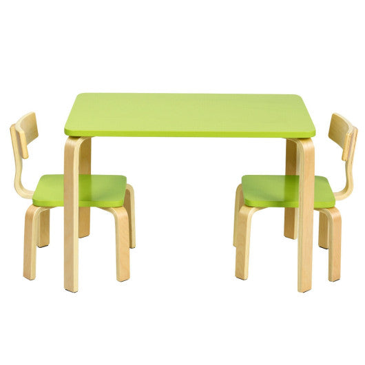 3 Piece Kids Wooden Activity Table and 2 Chairs Set-Green