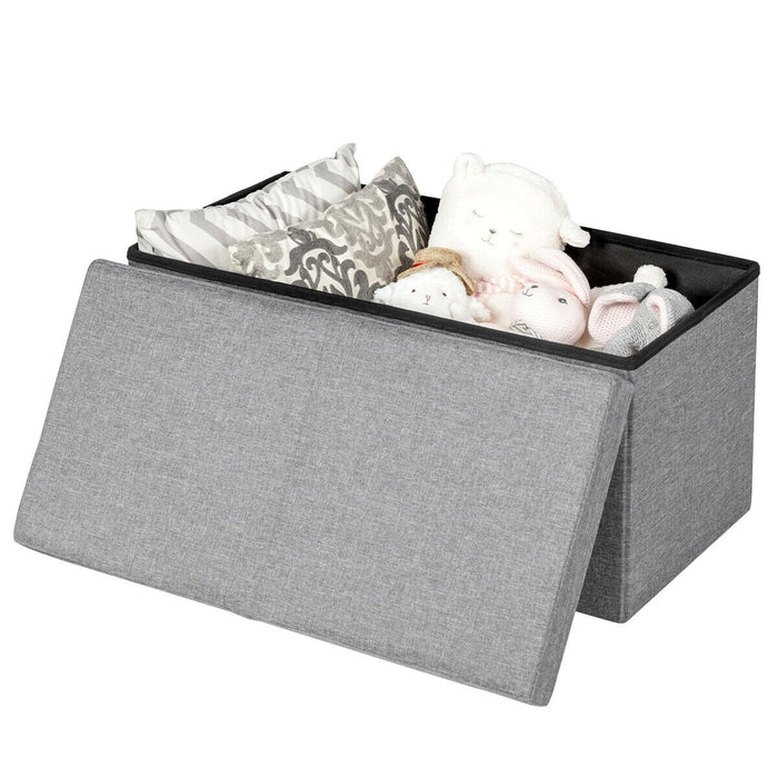 30 Inch Folding Storage Ottoman with Lift Top-Light Gray