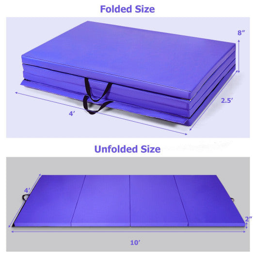 Folding Gymnastics Tumbling Gym Mat-Purple