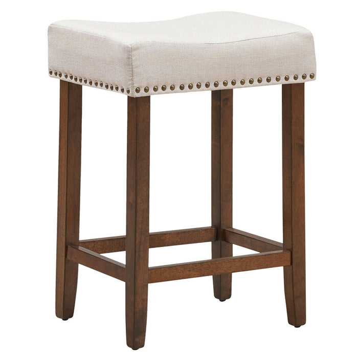 Set of 2 Nailhead Saddle Bar Stools 24 Inch Height