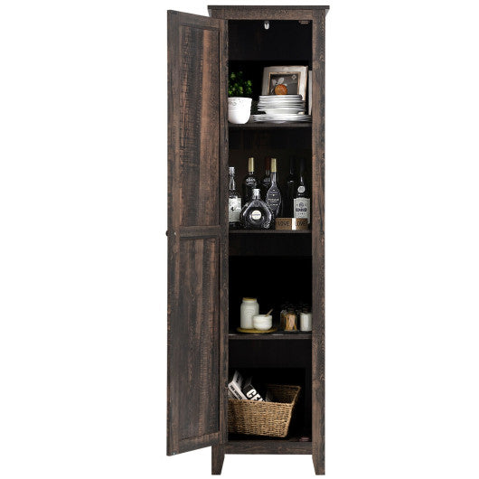 Linen Tower Bathroom Storage Cabinet Tall Slim Side Organizer with Shelf-Walnut