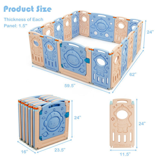 18-Panel Foldable Baby Playpen Kids Activity Center with Lockable Door