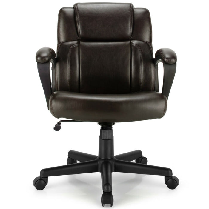 Adjustable Leather Executive Office Chair Computer Desk Chair with Armrest