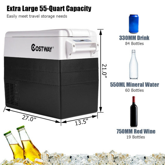 55 Quarts Portable Electric Car Refrigerator-Black