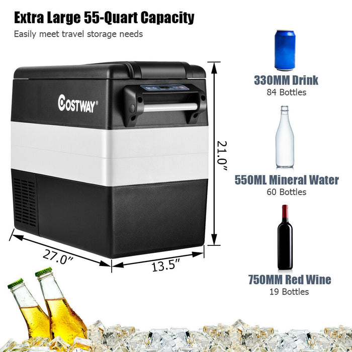 55 Quarts Portable Electric Car Refrigerator-Silver