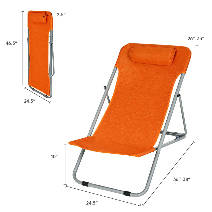 Portable Beach Chair Set of 2 with Headrest -Orange