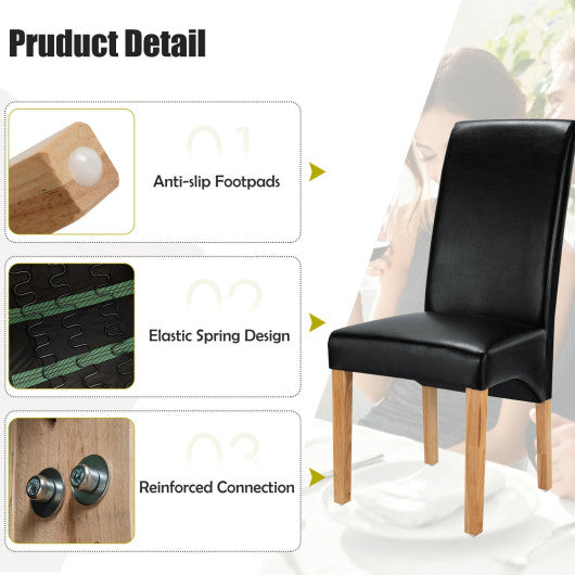 2 Pieces Dining Chairs Set with Rubber Wood Legs-Black