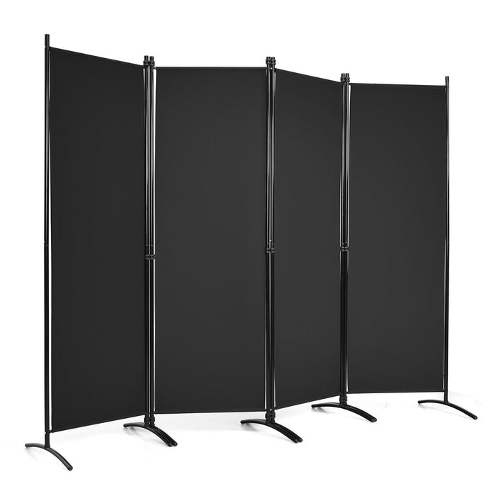 4-Panel  Room Divider with Steel Frame-Black