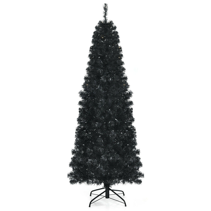 Pre-lit Christmas Halloween Tree with PVC Branch Tips and Warm White Lights-6 ft