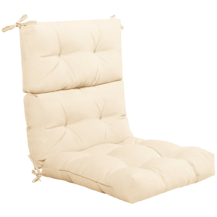 22 x 44 Inch Tufted Outdoor Patio Chair Seating Pad-Beige