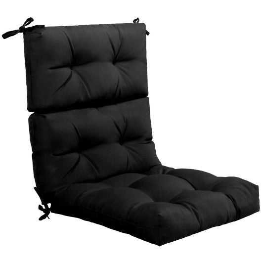 22 x 44 Inch Tufted Outdoor Patio Chair Seating Pad-Black