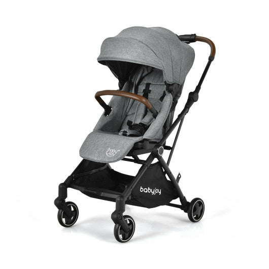 2-in-1 Convertible Aluminum Baby Stroller with Adjustable Canopy-Gray