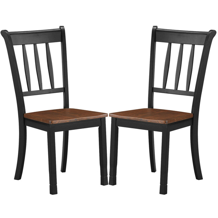 2 Pieces Solid Whitesburg Spindle Back Wood Dining Chairs-Black