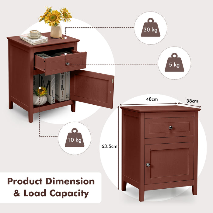 2-Tier Accent Table with Spacious Tabletop-Cherry