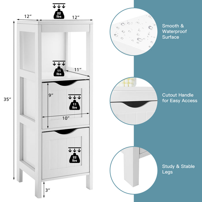 Freestanding Storage Cabinet with 2 Removable Drawers for Bathroom-White