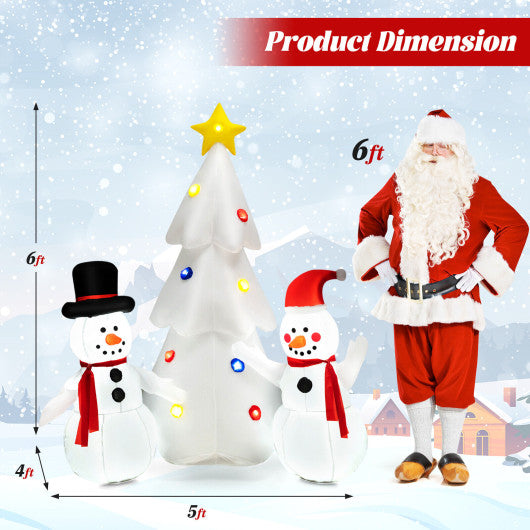 Inflatable Christmas Double Snowmen Decoration with Built-in Rotating LED Lights