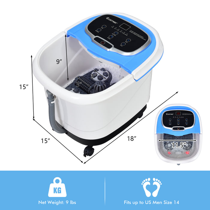 Portable All-In-One Heated Foot Bubble Spa Bath Motorized Massager-Blue