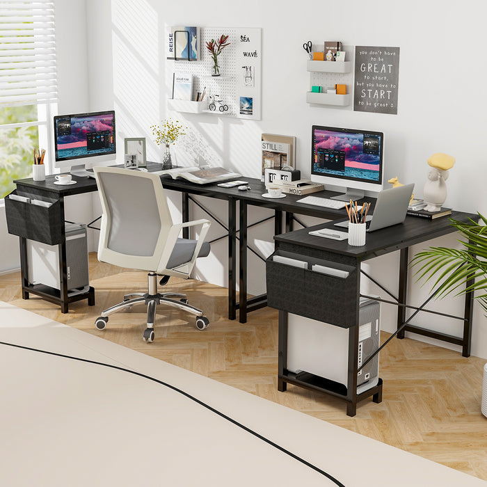 Modern Reversible Computer Desk with Storage Pocket and CPU Stand for Working Writing Gaming-Dark Gray