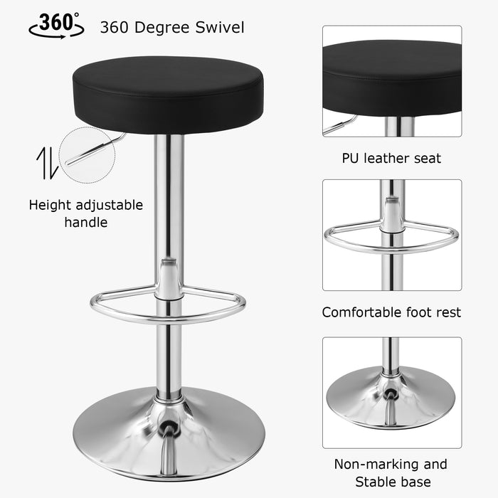 1 PC Round Bar Stool Adjustable Swivel Pub Chair-Black