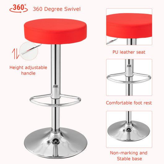 1 PC Round Bar Stool Adjustable Swivel Pub Chair-Red