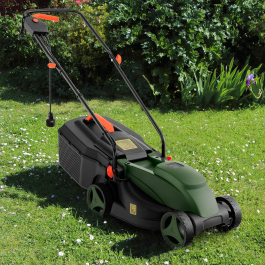 10 AMP 13 Inch Electric Corded Lawn Mower with Collection Box-Black & Green