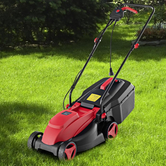 10 AMP 13 Inch Electric Corded Lawn Mower with Collection Box-Red