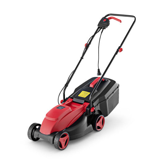 10 AMP 13 Inch Electric Corded Lawn Mower with Collection Box-Red