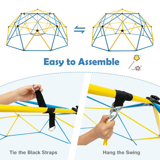 10 Feet Dome Climber with Swing and 800 Lbs Load Capacity-Multicolor